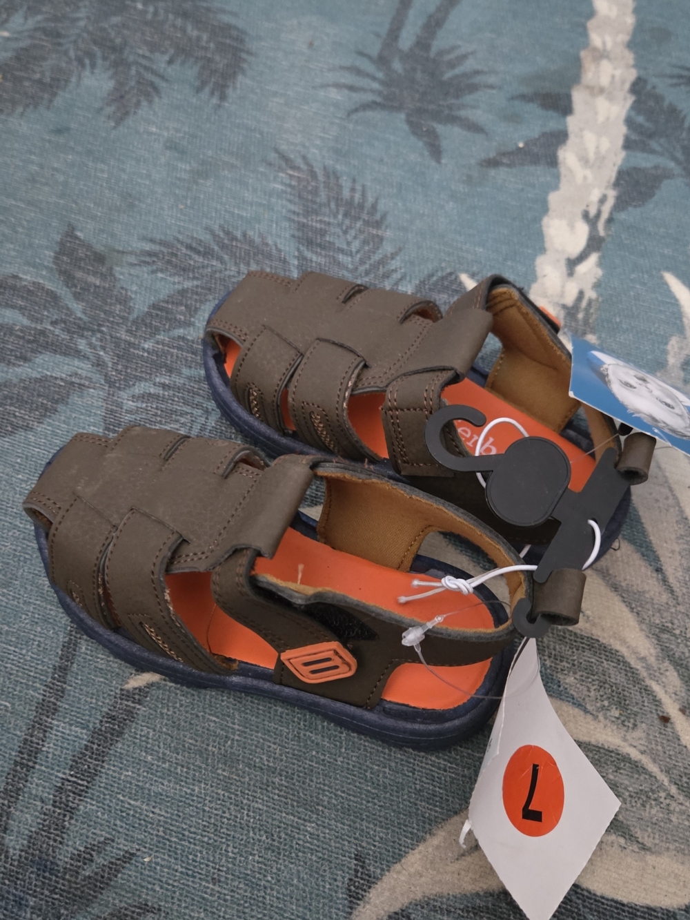 Gerber Brown Kids Closed-Toe Sandals with Orange Insole
